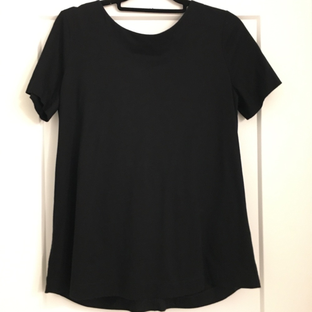 Black top with v tie bow back detail